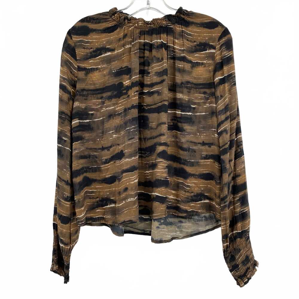 Cloth & Stone Brown Black Abstract Stripe Blouse | Women’s M